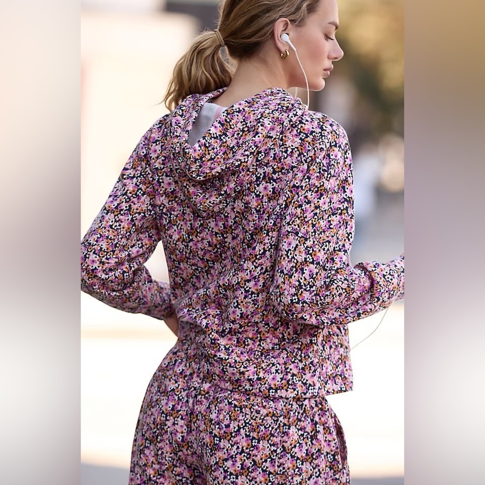 Anthropologie Daily Practice Floral Hoodie Sweatpants Matching Set - Picture 2 of 9